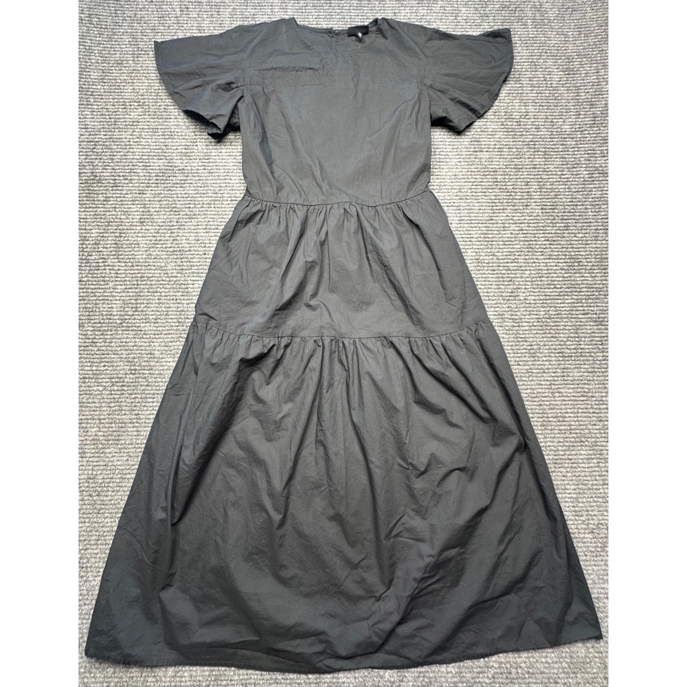 Who What Wear Maxi Dress Women XS Black Flutter Sleeve Tiered Cotton